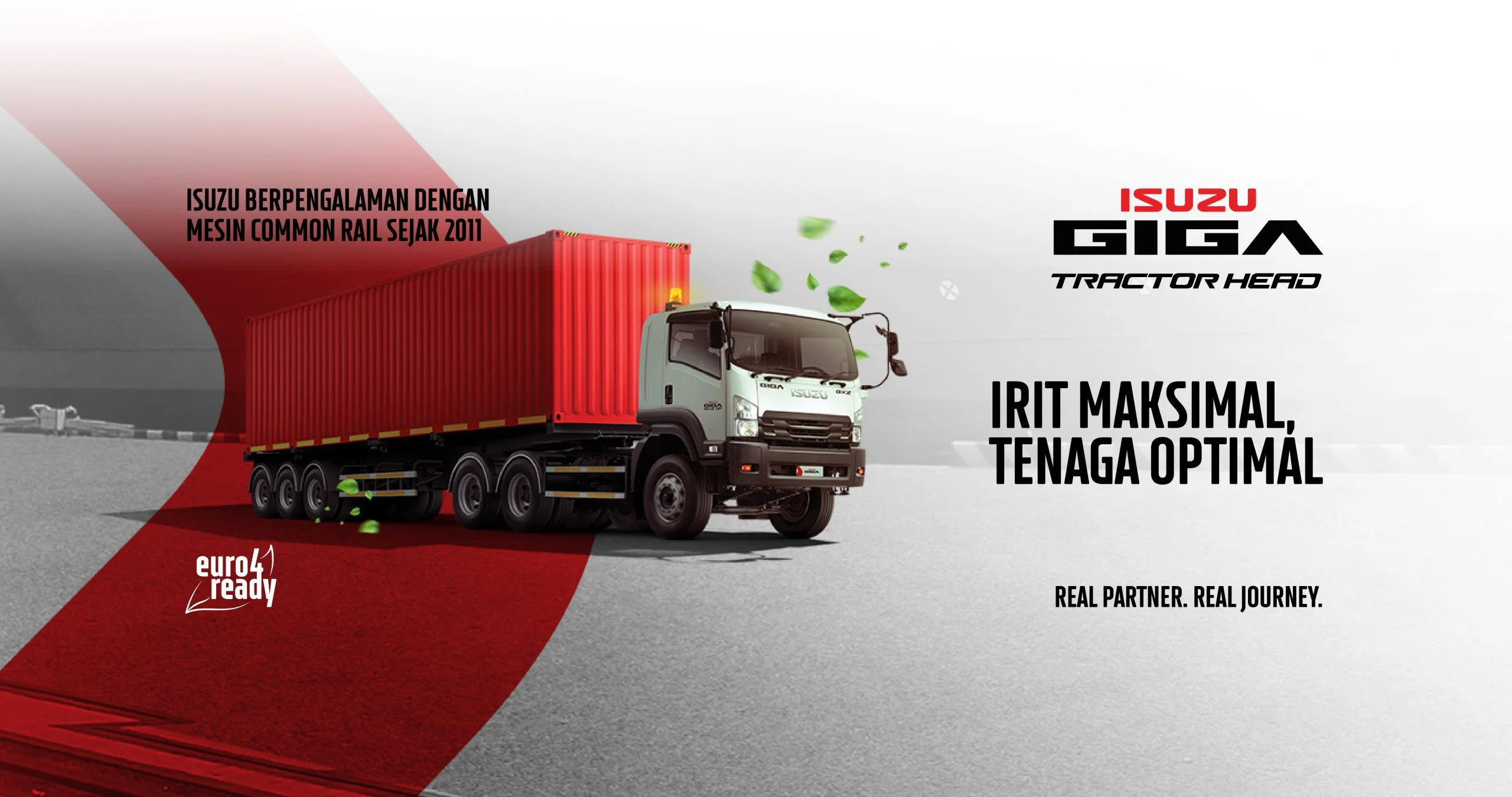 Isuzu Giga Tractor Head tampak depan di area industri